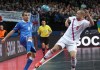 Russia's Eder Lima, right, is challenged by Italy's Vampeta, during the UEFA Futsal EURO final match at the Sportpaleis in Antwerp, Belgium, Saturday, Feb. 8, 2014. Canada's top futsal players are in Montreal for a camp ahead of a CONCACAF qualifying tournament in May. THE CANADIAN PRESS/AP/Yves Logghe