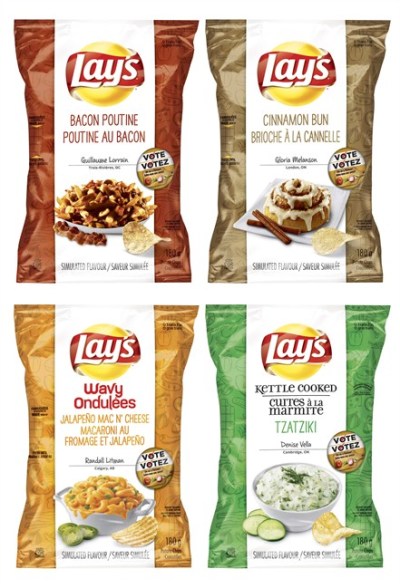 Potential new flavors of Lay's chips are pictured in a handout timage. THE CANADIAN PRESS/HO, Lays Canada