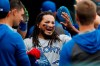 Toronto Blue Jays' Freddy Galvis is greeted in the dugout after scoring from first on a double by teammate Lourdes Gurriel Jr. during the first inning of a baseball game against the Detroit Tigers, Sunday, July 21, 2019, in Detroit. The Cincinnati Reds have claimed infielder Galvis off waivers from the Blue Jays. THE CANADIAN PRESS/AP/Carlos Osorio