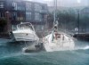Pleasure boats take a beating along the waterfront in Halifax as hurricane Dorian approaches on Saturday, Sept. 7, 2019. A team at Memorial University says it recorded a 100-foot wave off the southwestern coast of Newfoundland during the tail end of post-tropical storm Dorian. THE CANADIAN PRESS/Andrew Vaughan
