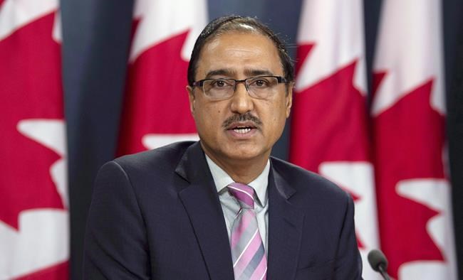 Natural Resources Minister Amarjeet Sohi speaks during a news conference in Ottawa on October 3, 2018. In the riding of Edmonton Millwoods, Sohi goes door-to-door explaining how his Liberal party is re-energizing Alberta's bedrock oil industry. THE CANADIAN PRESS/Adrian Wyld