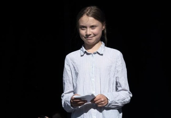 Swedish activist and student Greta Thunberg walks off the stage after addressing the Climate Strike in Montreal on Friday, Sept. 27, 2019. The Alberta government won't seek out a meeting with teen Swedish climate activist Greta Thunberg, but Environment Minister Jason Nixon says he hopes she takes the time to learn about the province's oil and gas industry. THE CANADIAN PRESS/Paul Chiasson