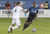 Montreal Impact's Omar Browne (19) moves in on Real Salt Lake's Donny Toia during second half MLS soccer action in Montreal, Wednesday May 29, 2019. Midfielder Browne is leaving Major League Soccer's Montreal Impact and returning to his Panamanian club.THE CANADIAN PRESS/Graham Hughes