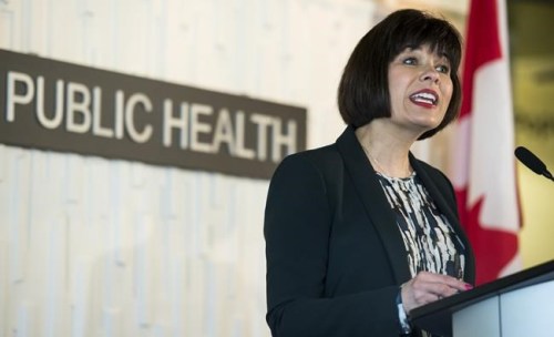 Health Minister Ginette Petitpas Taylor speaks during an announcement in Vancouver on April 23, 2019. New federal restrictions on sugary alcoholic beverages took effect today, following at least two deaths in 18 months. The alcohol content in what Health Canada describes as 