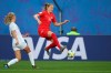 Canada's Janine Beckie, right, jumps to reach the ball during the Women's World Cup Group E soccer match between Canada and New Zealand in Grenoble, France, Saturday, June 15, 2019. Canadian international Beckie scored a hat-trick Wednesday to help Manchester City down Switzerland's FF Lugano 4-0 and move into the round of 16 in Women's Champions League play.THE CANADIAN PRESS/AP/Francisco Seco