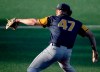 West Virginia pitcher Alek Manoah throws against Texas during an NCAA college baseball game Friday, April 26, 2019, in Austin, Texas. First-round pick Alek Manoah and four other draft selections were signed by the Toronto Blue Jays on Thursday. THE CANADIAN PRESS/AP, Nick Wagner/Austin American-Statesman