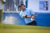 Scott McCarron, of the United States, hits out of a sand trap on the 17th green during the PGA Tour Champion's Shaw Charity Classic golf event final round in Calgary, Sunday, Sept. 2, 2018. Scott McCarron likes the sound of being referred to as the two-time defending champion of the Shaw Charity Classic. 