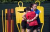 Canada goalkeeper Erin McLeod, back, jokes with Diana Matheson during a practice session in Vancouver, B.C., on Wednesday, June 24, 2015. Veteran midfielder Diana Matheson and goalkeeper Erin McLeod, who have a combined 321 caps for Canada, have been ruled out of the World Cup through injury. THE CANADIAN PRESS/Darryl Dyck