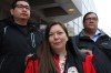 Melissa Stevenson, centre, of the Bear Clan Patrol stands outside the Winnipeg courthouse after Christopher Brass was sentenced to 15 years for manslaughter in the shooting death of Stevenson's best friend, 29-year-old Jeanenne Fontaine, on Wednesday, Jan. 23, 2019. Family and friends of Tina Fontaine are remembering her five years after her death. THE CANADIAN PRESS/Kelly Malone