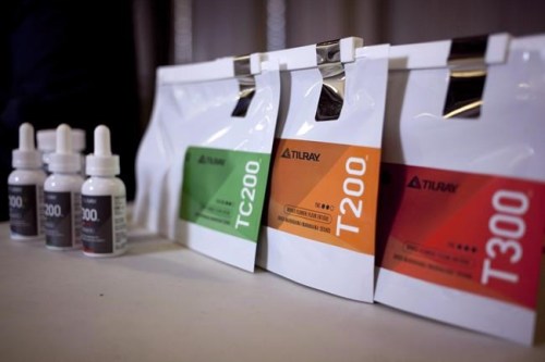 Tilray product line such as capsules, oils, and dried marijuana at head office in Nanaimo, B.C., on November 29, 2017. Tilray is acquiring Manitoba Harvest, the maker of Hemp Hearts and other hemp food products sold on grocery shelves.THE CANADIAN PRESS/Chad Hipolito