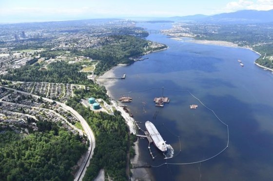 A aerial view of Kinder Morgan's Trans Mountain marine terminal, in Burnaby, B.C., is shown on May 29, 2018. An environmental group that tried to widen the scope of the National Energy Board's reconsideration of the Trans Mountain pipeline expansion says it fully expects the board to endorse the project again in its ruling today.