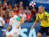 Canada's Christine Sinclair, left, goes after the ball with Sweden's Linda Sembrant during the Women's World Cup round of 16 soccer match between Canada and Sweden at Parc des Princes in Paris, France, Monday, June 24, 2019. THE CANADIAN PRESS/AP-Francisco Seco