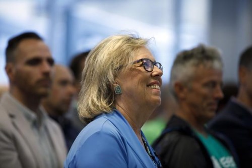 Green Party of Canada leader Elizabeth May is seen in Toronto prior to a fireside chat about the climate, Tuesday, Sept. 3, 2019. THE CANADIAN PRESS/Cole Burston