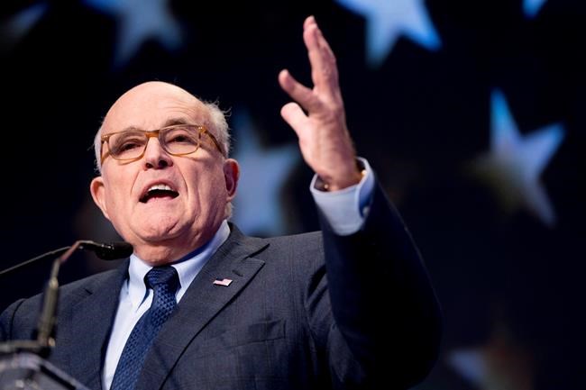 Rudy Giuliani speaks at the Iran Freedom Convention for Human Rights and democracy in Washington on May 5, 2018. A battle between Rudy Giuliani and one of his ex-wives has cast a spotlight on an issue affecting a growing number of Canadians. The former New York City mayor's efforts to cut spousal support to one of his ex-wives because his income shrunk this year has sparked some interest among older divorcees facing similar battles, says a Toronto family lawyer. THE CANADIAN PRESS/AP, Andrew Harnik