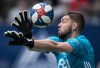 Vancouver Whitecaps goalkeeper Maxime Crepeau reaches for the ball as it goes wide of the goal during the first half of an MLS soccer game against the Philadelphia Union in Vancouver on Saturday, April 27, 2019. After suffering a tough loss in Los Angeles last week, the Whitecaps are anxious to get back on the field ??? and back into the race for a playoff spot. THE CANADIAN PRESS/Darryl Dyck