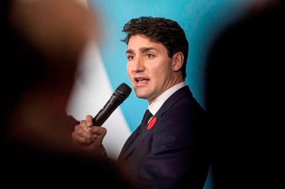 Prime Minister Justin Trudeau speaks at the Paris Peace Forum as part of the commemoration ceremony for Armistice Day, in Paris, Sunday, Nov. 11, 2018. First it was French President Emmanuel Macron's moment to take on what politicians who wrapped themselves in the cloak of nationalism.And after other world leaders had their say on a historic Remembrance Day, Prime Minister Justin Trudeau joined the fray, telling a Paris crowd that decaying trust among citizens in institutions will lead them to look for easy answers 