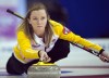 Ryan Remiorz / The Canadian Press
Manitoba skip Chelsea Carey takes a shot during her match against Ontario at the Scotties Tournament of Hearts draw 15 curling action on Thursday in Montreal.