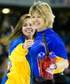 PAUL CHIASSON / THE CANADIAN PRESS ARCHIVES 
Second Carolyn Darbyshire, right, sug­gests the team’s maturity relieves much of the stress of appearing at the Games.