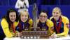 JONATHAN HAYWARD / The Canadian Press
Alberta skip Heather Nedohin, left to right, celebrates her gold medal win over British Columbia with her teammates third Beth Iskiw, second Jessica Mair, and lead Laine Peters, at the Scotties Tournament of Hearts in Red Deer, Alta., Sunday.