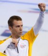 JONATHAN HAYWARD / THE CANADIAN PRESS
Manitoba skip Jeff Stoughton celebrates his win over Ontario Saturday night, which advances him to Sunday night's final of the Tim Hortons Brier in Edmonton.