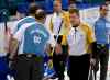 Andrew Vaughan / The Canadian press
Manitoba skip Jeff Stoughton,right, shakes hands with Quebec skip Jean-Michel Menard at the Tim Hortons Brier in Kamloops, B.C. on Tuesday, March 4, 2014.