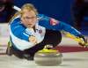 Ryan Remiorz / THE CANADIAN PRESS
British Columbia skip Kelly Scott releases her rock during sixth-draw curling action against Ontario at the Scotties Tournament of Hearts Monday, in Kingston, Ont.