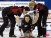 Andrew Vaughan / THE CANADIAN PRESS
Team Canada skip Heather Nedohin directs Jessica Mair (left) and Laine Peters on their way to a tight opening win over the United States at the women's worlds in Lethbridge on Saturday.