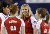 Frank Gunn / the canadian press
Team Canada skip Jennifer Jones (centre) celebrates with second Jill Officer (left), lead Dawn Askin and third Kaitlyn Lawes after defeating Saskatchewan in their playoff game at the 2011 Tournament of Hearts in Charlottetown on Friday.