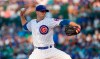 Chicago Cubs starting pitcher Kyle Hendricks delivers against the Oakland Athletics during the first inning of a baseball game, Monday, Aug. 5, 2019, in Chicago. (AP Photo/Kamil Krzaczynski)