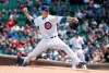 Chicago Cubs starting pitcher Kyle Hendricks delivers against the St. Louis Cardinals during the first inning of a baseball game, Friday, May 3, 2019, in Chicago. (AP Photo/Kamil Krzaczynski)