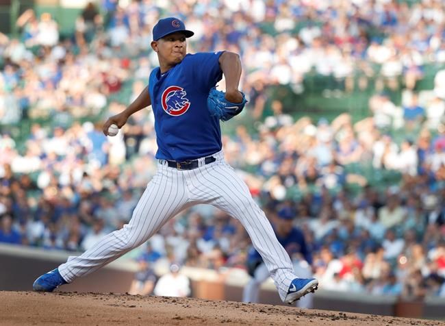 Chicago Cubs starting pitcher Adbert Alzolay delivers during the second inning of a baseball game against the Atlanta Braves, Tuesday, June 25, 2019, in Chicago. (AP Photo/Charles Rex Arbogast)