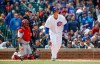 Chicago Cubs' Anthony Rizzo watches his three-run home run off of St. Louis Cardinals starting pitcher Jack Flaherty during the third inning of a baseball game, Friday, May 3, 2019, in Chicago. (AP Photo/Kamil Krzaczynski)