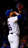 Chicago Cubs closing pitcher Pedro Strop celebrates after defeating the Los Angeles Dodgers 7-6 in a baseball game, Wednesday, April 24, 2019, in Chicago. (AP Photo/Paul Beaty)