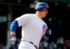 Chicago Cubs' Anthony Rizzo rounds the bases after hitting a two-run home run during the fifth inning of a baseball game against the Miami Marlins, Thursday, May 9, 2019, in Chicago. (AP Photo/Nam Y. Huh)