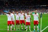 Turkey's players salute as they celebrated a goal against France during the Euro 2020 group H qualifying soccer match between France and Turkey at Stade de France at Saint Denis, north of Paris, France, Monday, Oct. 14, 2019. (AP Photo/Thibault Camus)