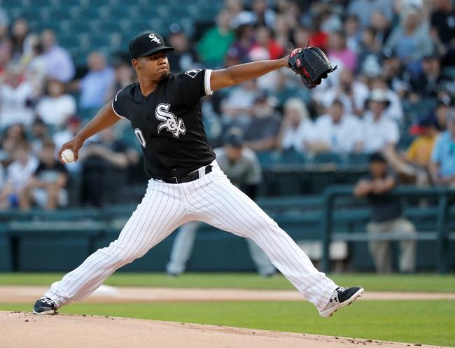 Chicago White Sox starting pitcher Reynaldo Lopez delivers during the first inning of a baseball game against the Miami Marlins Wednesday, July 24, 2019, in Chicago. (AP Photo/Charles Rex Arbogast)