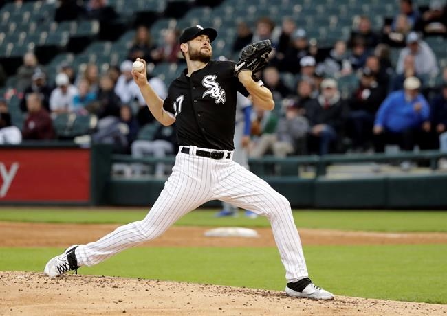Chicago White Sox starting pitcher Lucas Giolito delivers during the third inning of a baseball game against the Kansas City Royals, Tuesday, May 28, 2019, in Chicago. (AP Photo/Charles Rex Arbogast)