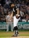Chicago White Sox starting pitcher Reynaldo Lopez looks down after New York Yankees' Gleyber Torres hit a two-run home run during the fourth inning of a baseball game in Chicago, Saturday, June 15, 2019. (AP Photo/Nam Y. Huh)