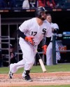 Chicago White Sox's Yonder Alonso watches his two-run home run against the Baltimore Orioles during the second inning of a baseball game Monday, April 29, 2019, in Chicago. (AP Photo/Mark Black)