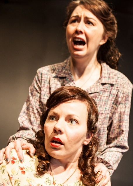 Brenda McLean, top, and Tracy Penner in Fefu and Her Friends.