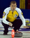 Andrew Vaughan / The Canadian Press
Manitoba skip Jeff Stoughton directs the sweep against NWT/Yukon at the Brier in Halifax on Tuesday.