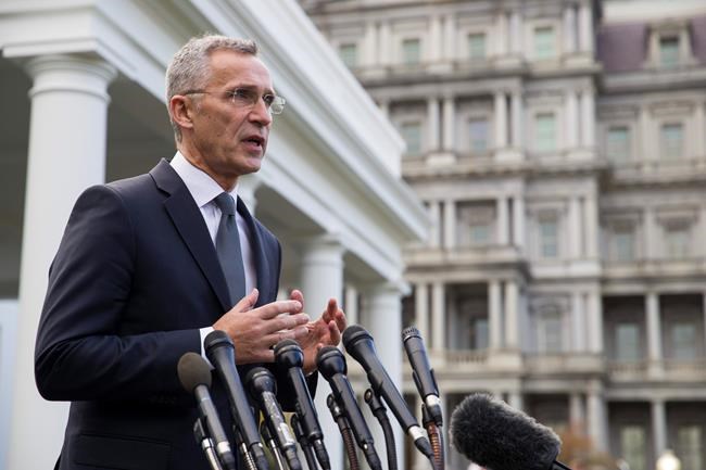 NATO Secretary-General Jens Stoltenberg speaks with reporters after meeting with President Donald Trump at the White House, Thursday, Nov. 14, 2019, in Washington. (AP Photo/Alex Brandon)