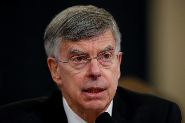 Top U.S. diplomat in Ukraine William Taylor testifies before the House Intelligence Committee on Capitol Hill in Washington, Wednesday, Nov. 13, 2019, during the first public impeachment hearing of President Donald Trump's efforts to tie U.S. aid for Ukraine to investigations of his political opponents. (AP Photo/Alex Brandon)