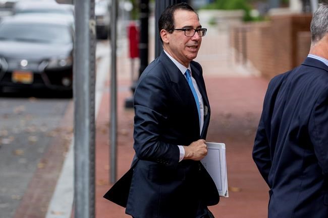 Treasury Secretary Steve Mnuchin arrives at the Office of the United States Trade Representative in Washington, Friday, May 10, 2019 for trade talks between the United States and China. (AP Photo/Andrew Harnik)