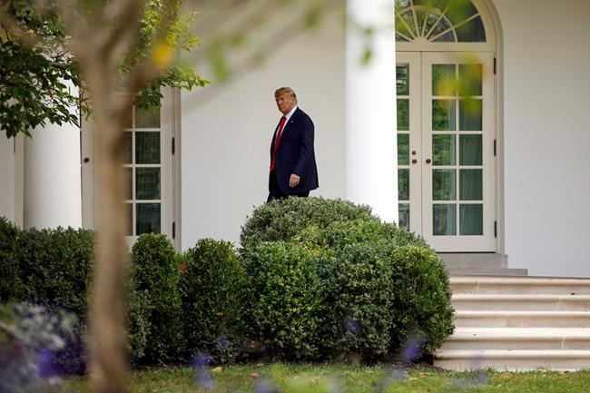 President Donald Trump walks to the Oval Office of the White House in Washington, Thursday, Sept. 26, 2019, as he returns from attending the United Nations General Assembly in New York. (AP Photo/Carolyn Kaster)