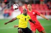 Jamaica forward Dever Orgill (6) watches the ball in front of U.S. defender Omar Gonzalez during the second half of an international friendly soccer match Wednesday, June 5, 2019, in Washington. Jamaica won 1-0. (AP Photo/Nick Wass)