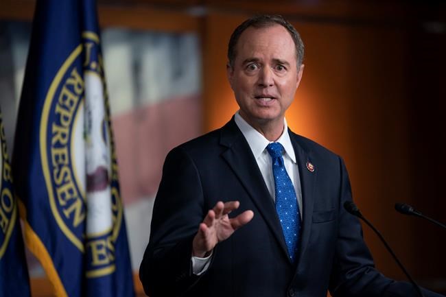 House Intelligence Committee Chairman Adam Schiff, D-Calif., talks to reporters about the release by the White House of a transcript of a call between President Donald Trump and Ukrainian President Voldymyr Zelenskiy, in which Trump is said to have pushed for Ukraine to investigate former Vice President Joe Biden and his family, at the Capitol in Washington, Wednesday, Sept. 25, 2019. House Speaker Nancy Pelosi, D-Calif., and the Democrats are now launching a formal impeachment inquiry against President Donald Trump. Rep. Schiff characterized Trump's words saying,