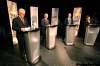 John Woods / Winnipeg Free Press
NDP Leader Greg Selinger, Liberal Leader Jon Gerrard, Conservative Party Leader Hugh McFadyen and Green party Leader James Beddome prepare for their debate on live television Friday.