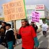 WAYNE.GLOWACKI@FREEPRESS.MB.CA
About 100 members of the Lake St. Martin First Nation walk along Notre Dame Avenue heading to the Indian and Northern Affairs Canada office to protest the lack of federal government action on flooding problems and other issues.