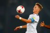 FILE - In this Oct. 16, 2017 file photo Germany's Jann Fiete Arp controls the ball during the FIFA U-17 World Cup in New Delhi, India. Bayern Munich has already snapped up one of Germany's most hotly tipped young forwards, mass circulation daily Bild reports. It just remains to be seen whether he joins the side this coming summer or in 2020, when his contract with Hamburger SV expires. (AP Photo/Tsering Topgyal, file)